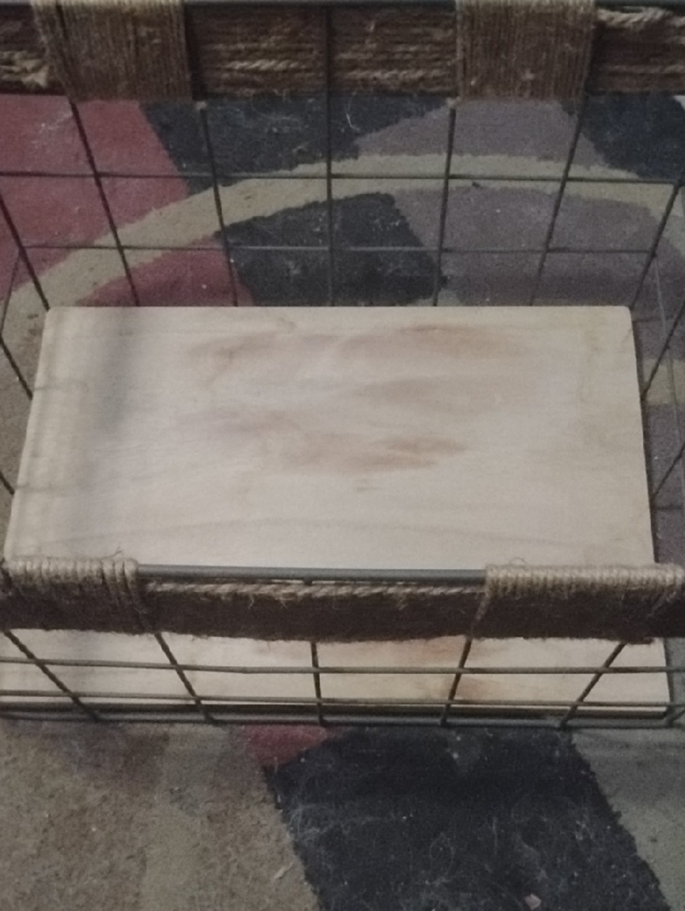 Rustic Wire and Wood Storage Basket - Natural Wood